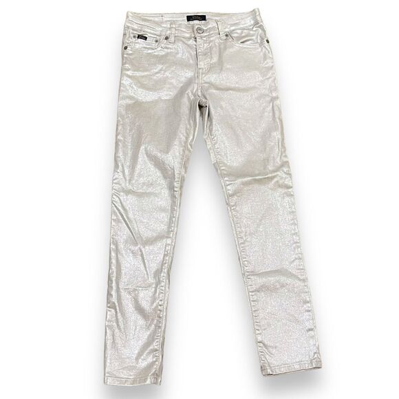 Polo Ralph Lauren Kids Girls The Tompkins Skinny Jeans Pants Size 14 Silver - Picture 1 of 7